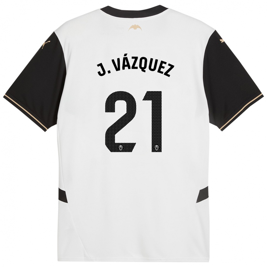 Hombre Camiseta Jesus Vazquez #21 Blanco Negro 1ª Equipación 2024/25 La Camisa Perú