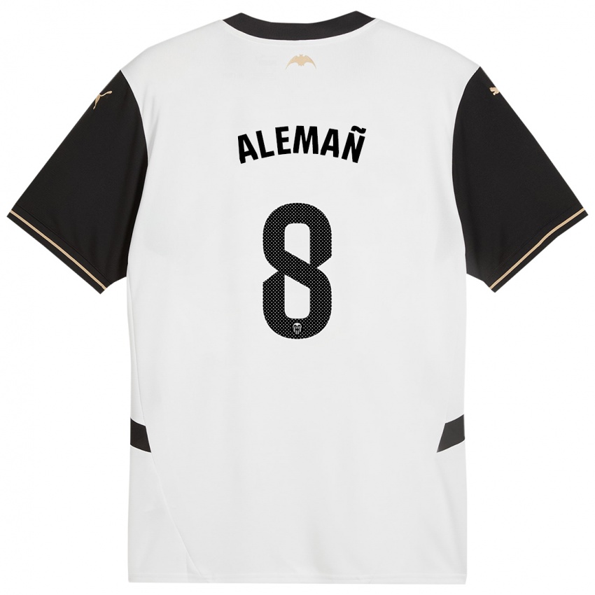 Hombre Camiseta Pedro Alemañ #8 Blanco Negro 1ª Equipación 2024/25 La Camisa Perú