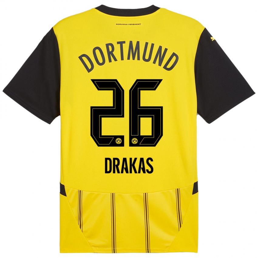 Hombre Camiseta Babis Drakas #26 Amarillo Negro 1ª Equipación 2024/25 La Camisa Perú