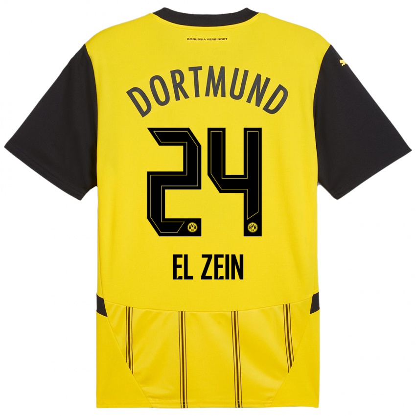 Hombre Camiseta Abu-Bekir Omer El-Zein #24 Amarillo Negro 1ª Equipación 2024/25 La Camisa Perú