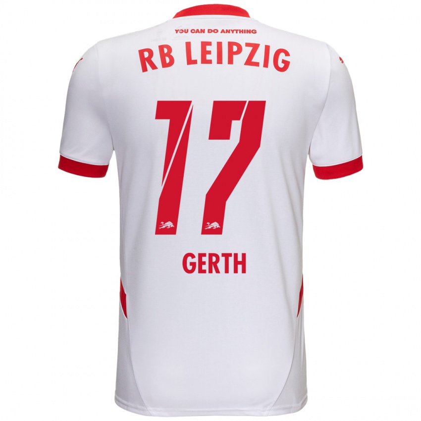 Hombre Camiseta Amos Gerth #17 Blanco Rojo 1ª Equipación 2024/25 La Camisa Perú