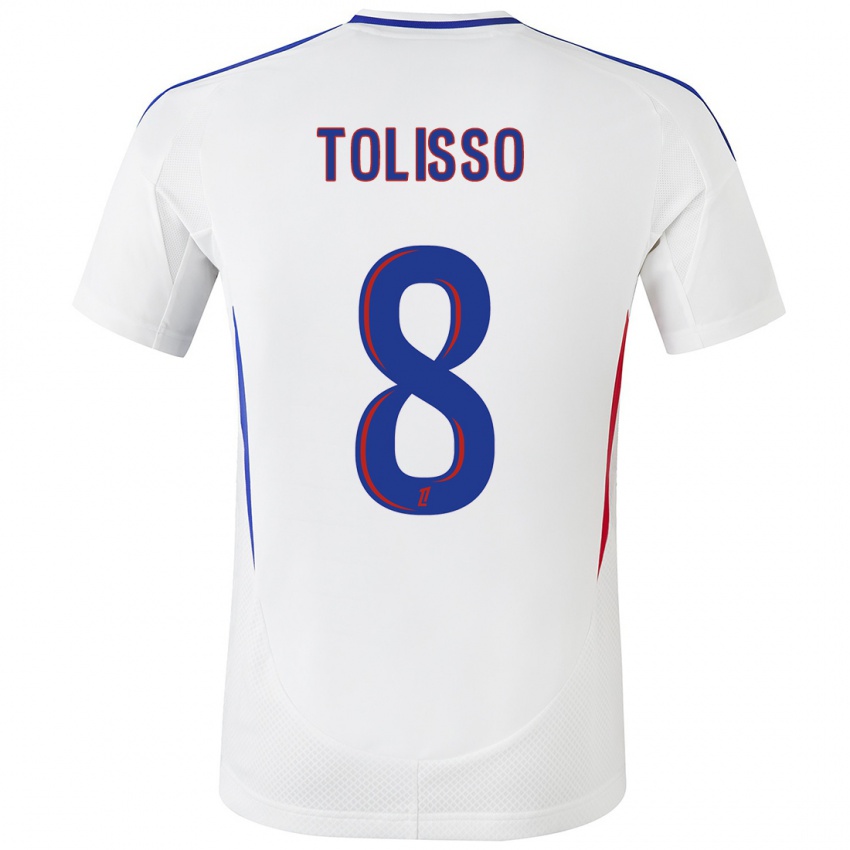 Hombre Camiseta Corentin Tolisso #8 Blanco Azul 1ª Equipación 2024/25 La Camisa Perú