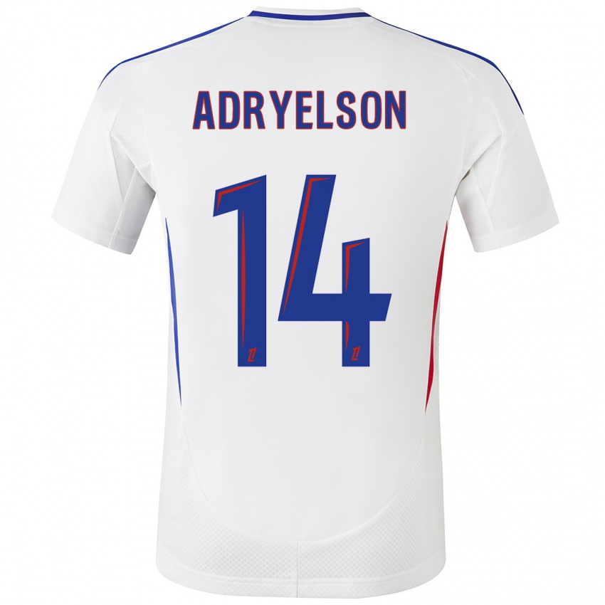 Hombre Camiseta Adryelson #14 Blanco Azul 1ª Equipación 2024/25 La Camisa Perú