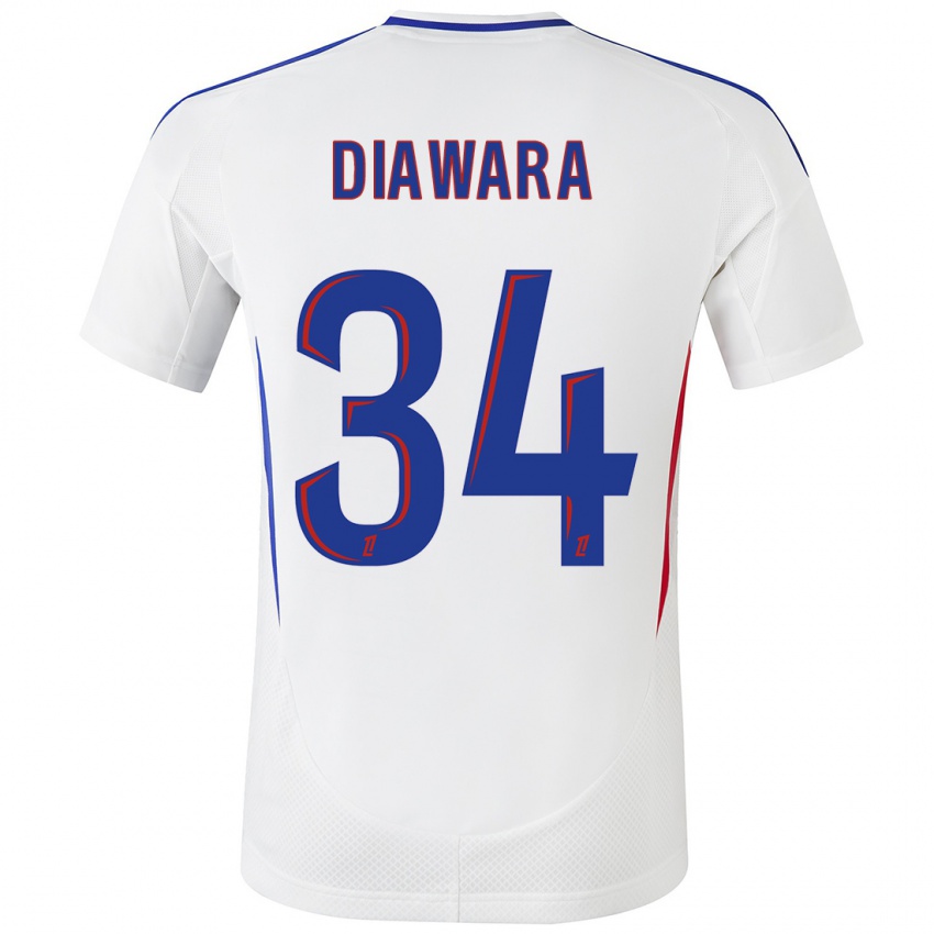 Hombre Camiseta Mahamadou Diawara #34 Blanco Azul 1ª Equipación 2024/25 La Camisa Perú