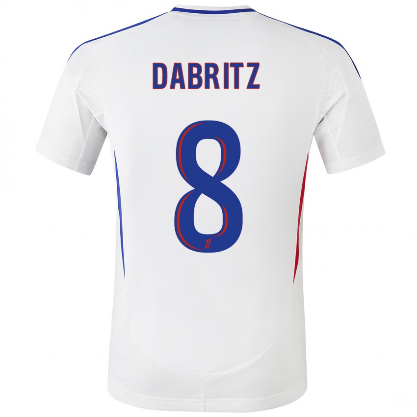 Hombre Camiseta Sara Däbritz #8 Blanco Azul 1ª Equipación 2024/25 La Camisa Perú