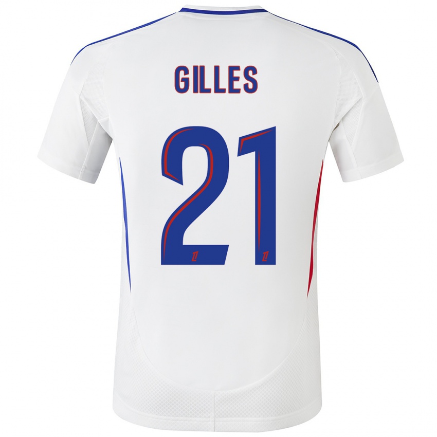 Hombre Camiseta Vanessa Gilles #21 Blanco Azul 1ª Equipación 2024/25 La Camisa Perú