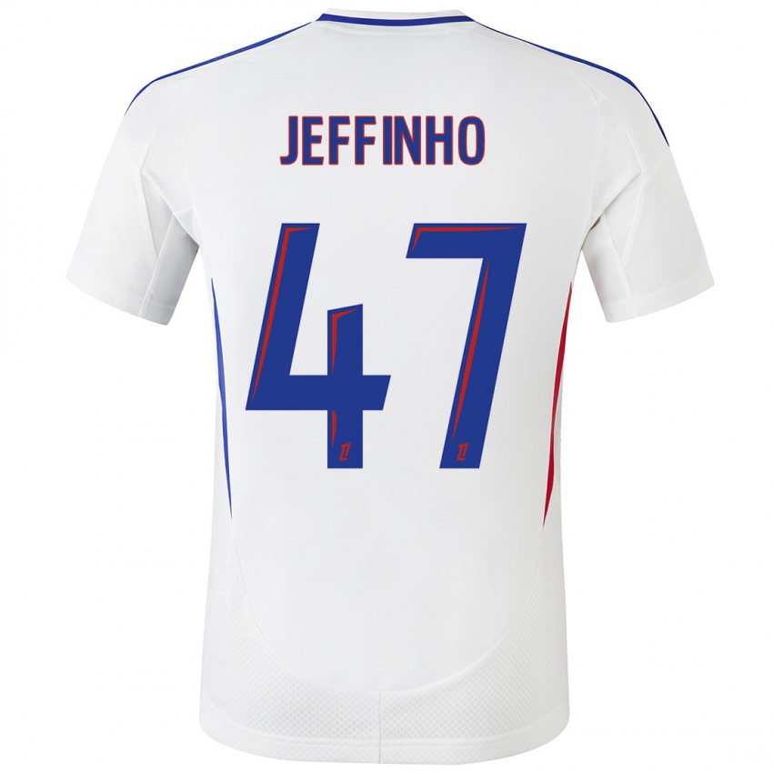 Hombre Camiseta Jeffinho #47 Blanco Azul 1ª Equipación 2024/25 La Camisa Perú