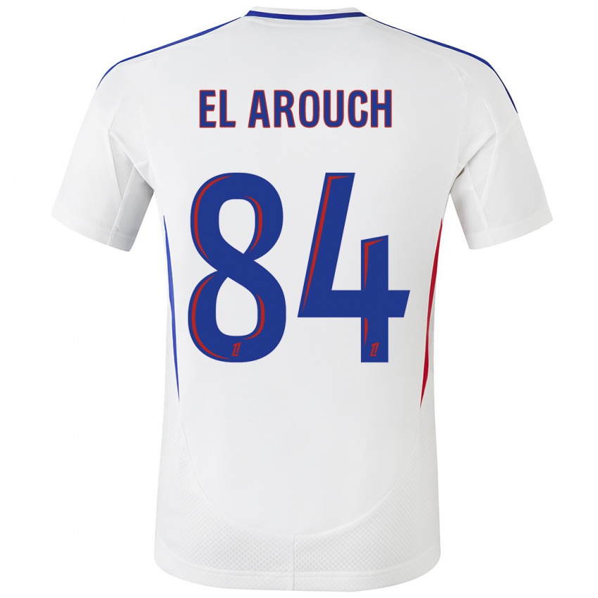 Hombre Camiseta Mohamed El Arouch #84 Blanco Azul 1ª Equipación 2024/25 La Camisa Perú