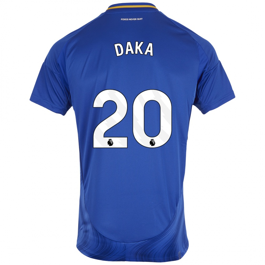 Hombre Camiseta Patson Daka #20 Azul Blanco 1ª Equipación 2024/25 La Camisa Perú