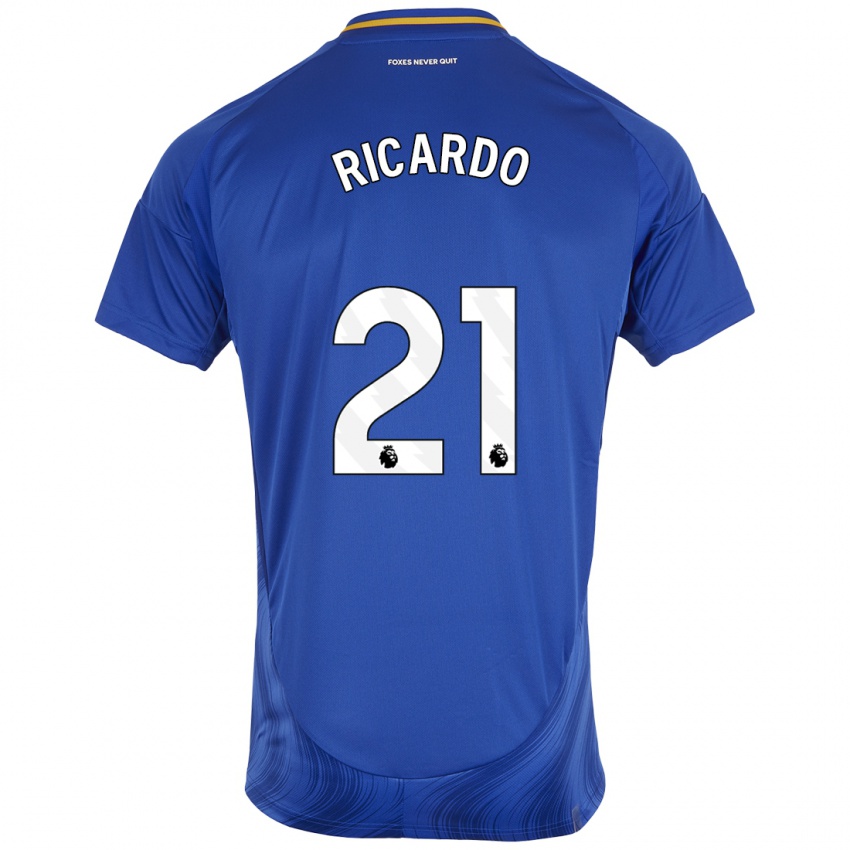 Hombre Camiseta Ricardo Pereira #21 Azul Blanco 1ª Equipación 2024/25 La Camisa Perú