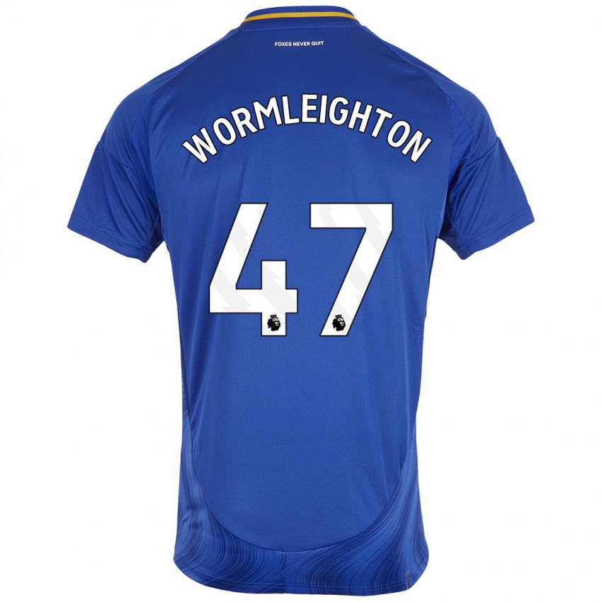 Hombre Camiseta Joe Wormleighton #47 Azul Blanco 1ª Equipación 2024/25 La Camisa Perú