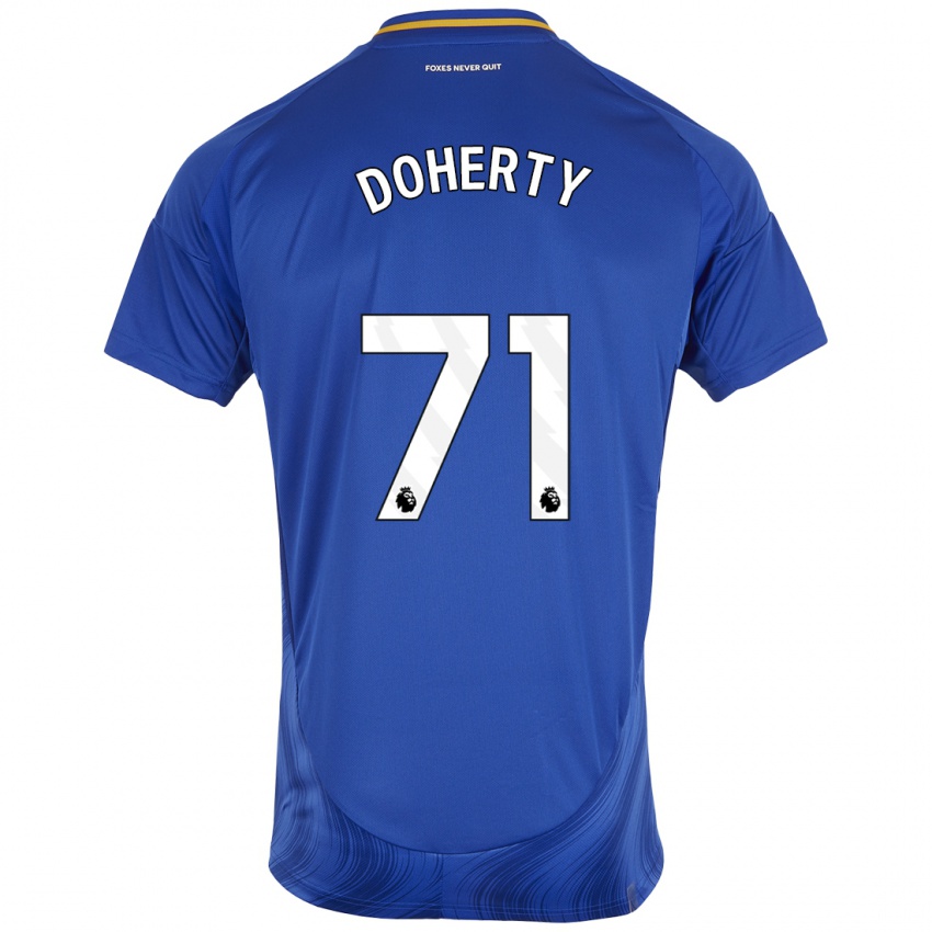 Hombre Camiseta Arlo Doherty #71 Azul Blanco 1ª Equipación 2024/25 La Camisa Perú