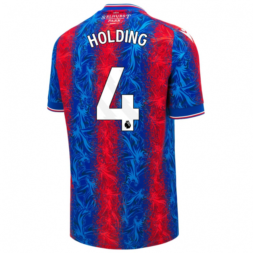 Hombre Camiseta Rob Holding #4 Rayas Rojas Y Azules 1ª Equipación 2024/25 La Camisa Perú