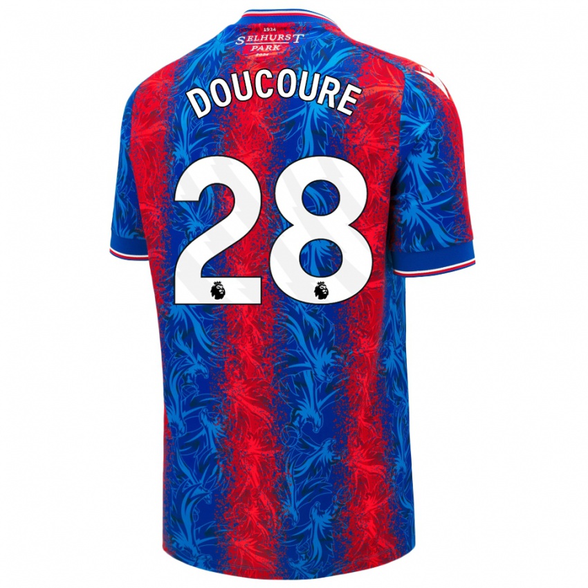 Hombre Camiseta Cheick Doucoure #28 Rayas Rojas Y Azules 1ª Equipación 2024/25 La Camisa Perú