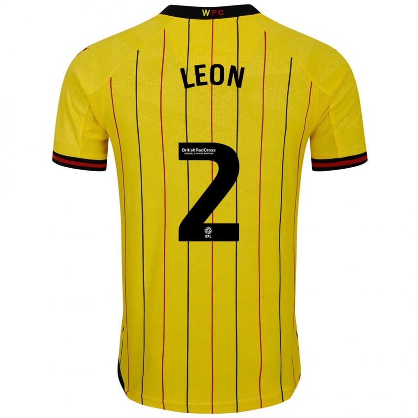 Hombre Camiseta Lucía León #2 Amarillo Negro 1ª Equipación 2024/25 La Camisa Perú