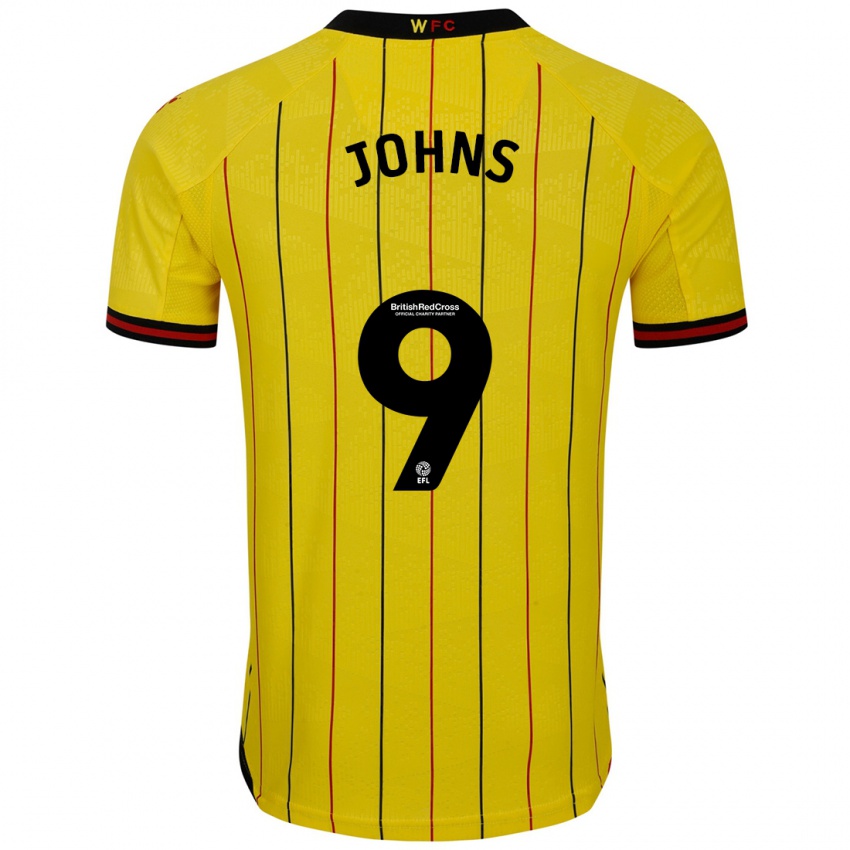 Hombre Camiseta Carly Johns #9 Amarillo Negro 1ª Equipación 2024/25 La Camisa Perú