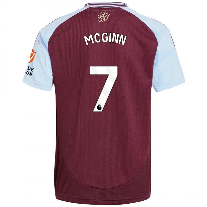 Hombre Camiseta John Mcginn #7 Borgoña Azul Cielo 1ª Equipación 2024/25 La Camisa Perú