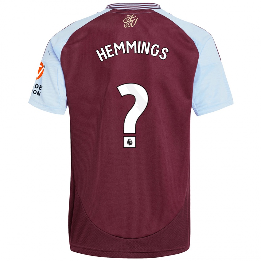 Hombre Camiseta George Hemmings #0 Borgoña Azul Cielo 1ª Equipación 2024/25 La Camisa Perú