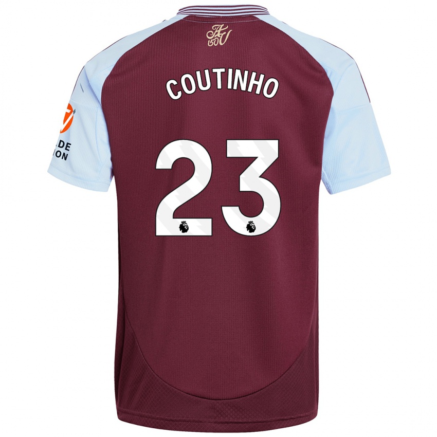 Hombre Camiseta Philippe Coutinho #23 Borgoña Azul Cielo 1ª Equipación 2024/25 La Camisa Perú