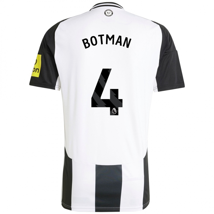 Hombre Camiseta Sven Botman #4 Blanco Negro 1ª Equipación 2024/25 La Camisa Perú