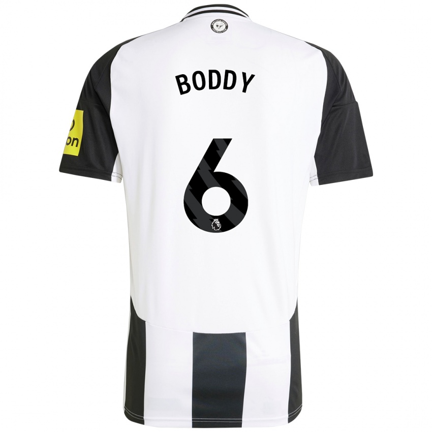 Hombre Camiseta Elysia Boddy #6 Blanco Negro 1ª Equipación 2024/25 La Camisa Perú