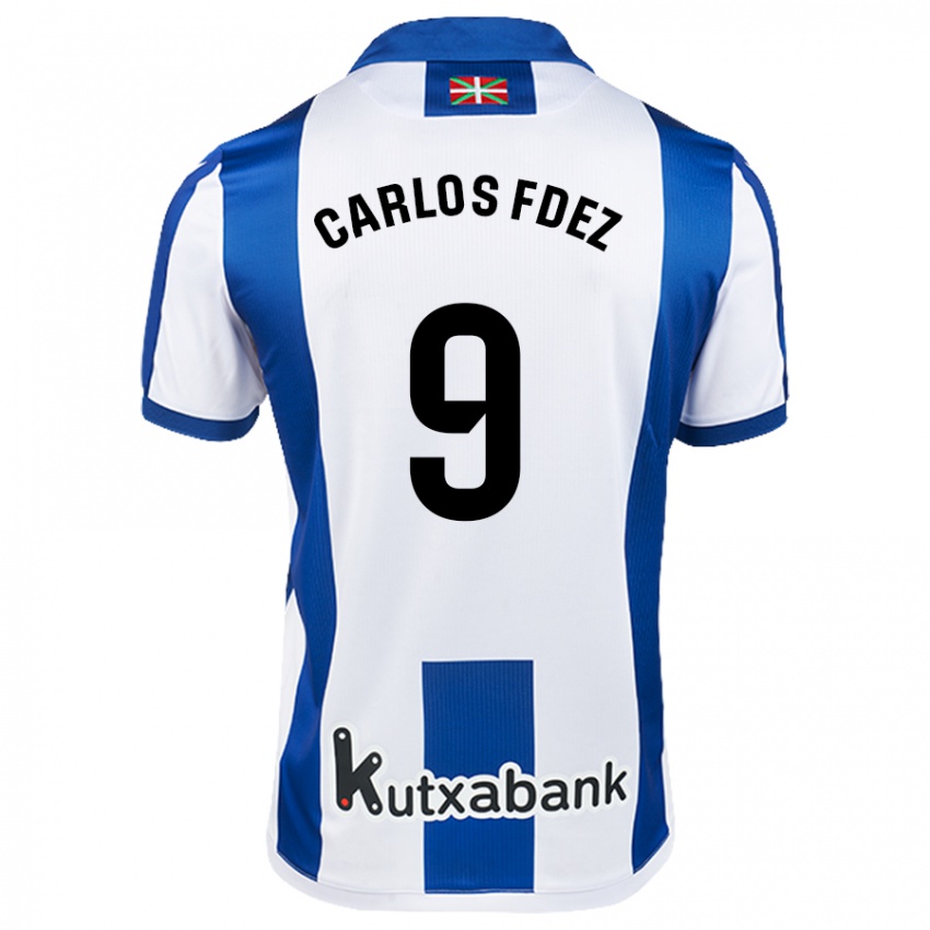 Hombre Camiseta Carlos Fernandez #9 Blanco Azul 1ª Equipación 2024/25 La Camisa Perú