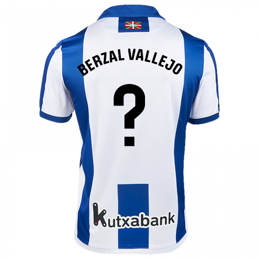 Hombre Camiseta Asier Berzal Vallejo #0 Blanco Azul 1ª Equipación 2024/25 La Camisa Perú