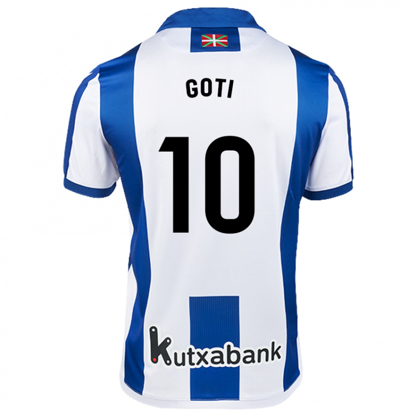 Hombre Camiseta Mikel Goti #10 Blanco Azul 1ª Equipación 2024/25 La Camisa Perú