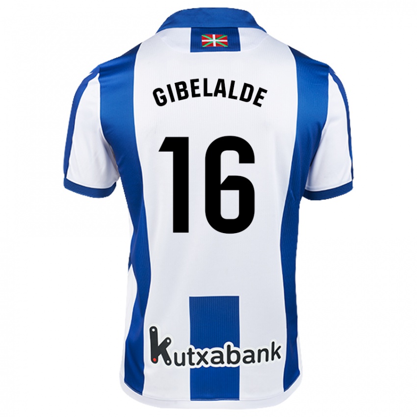 Hombre Camiseta Manex Gibelalde #16 Blanco Azul 1ª Equipación 2024/25 La Camisa Perú