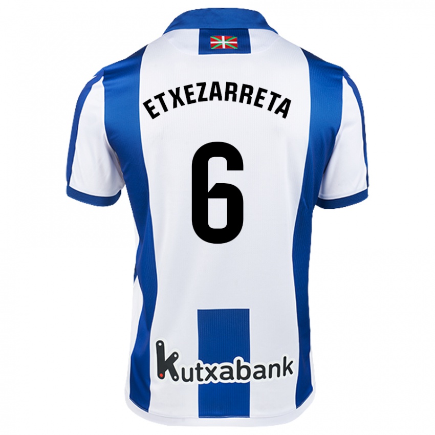 Hombre Camiseta Ane Etxezarreta Aierbe #6 Blanco Azul 1ª Equipación 2024/25 La Camisa Perú