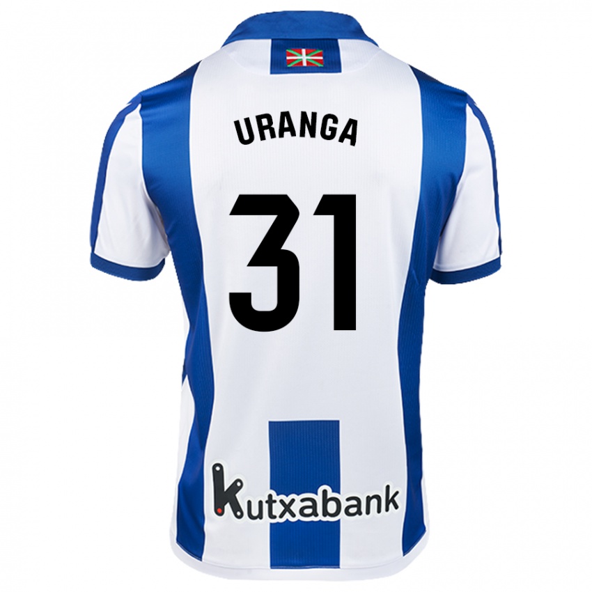 Hombre Camiseta Haizea Uranga Agirre #31 Blanco Azul 1ª Equipación 2024/25 La Camisa Perú