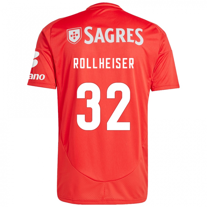 Hombre Camiseta Benjamín Rollheiser #32 Rojo Blanco 1ª Equipación 2024/25 La Camisa Perú