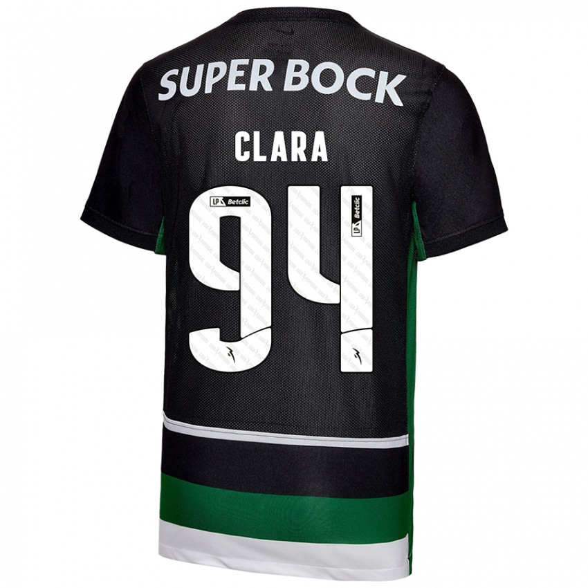 Hombre Camiseta Diogo Clara #94 Negro Blanco Verde 1ª Equipación 2024/25 La Camisa Perú