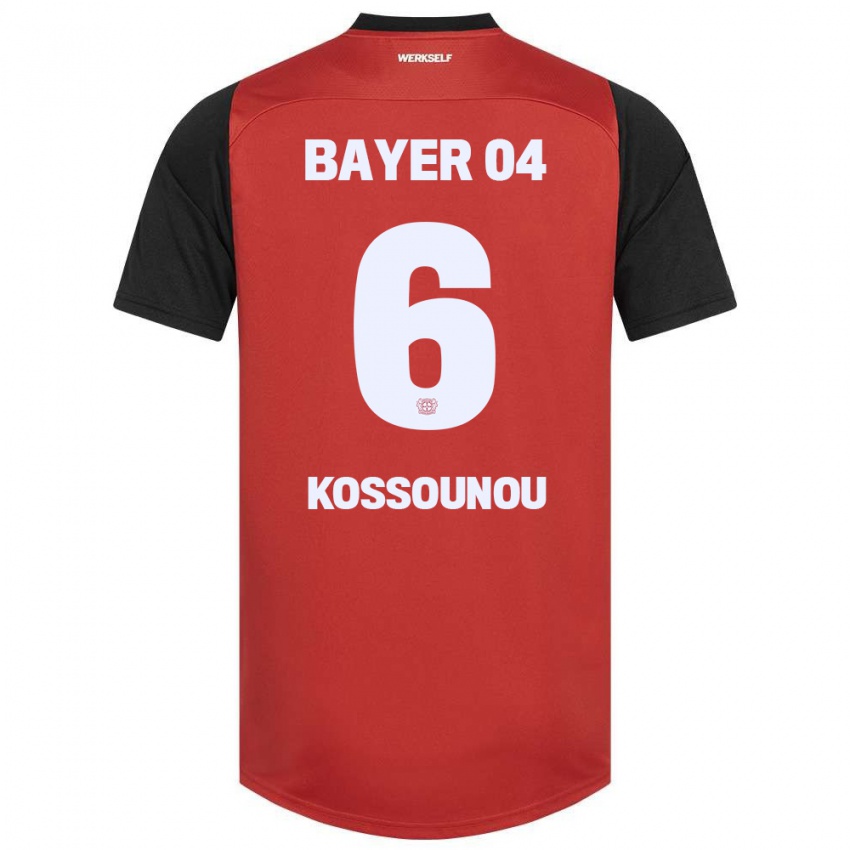 Hombre Camiseta Odilon Kossounou #6 Rojo Negro 1ª Equipación 2024/25 La Camisa Perú