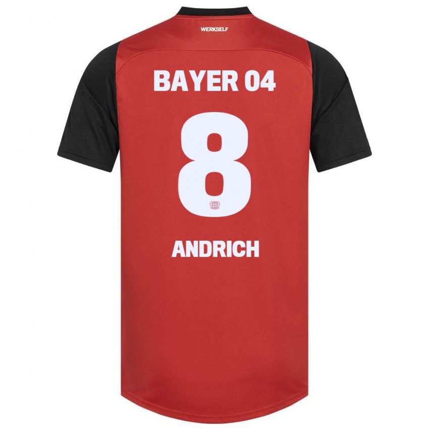 Hombre Camiseta Robert Andrich #8 Rojo Negro 1ª Equipación 2024/25 La Camisa Perú