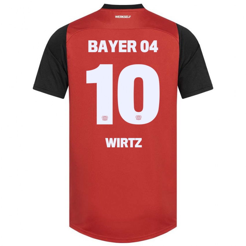 Hombre Camiseta Florian Wirtz #10 Rojo Negro 1ª Equipación 2024/25 La Camisa Perú