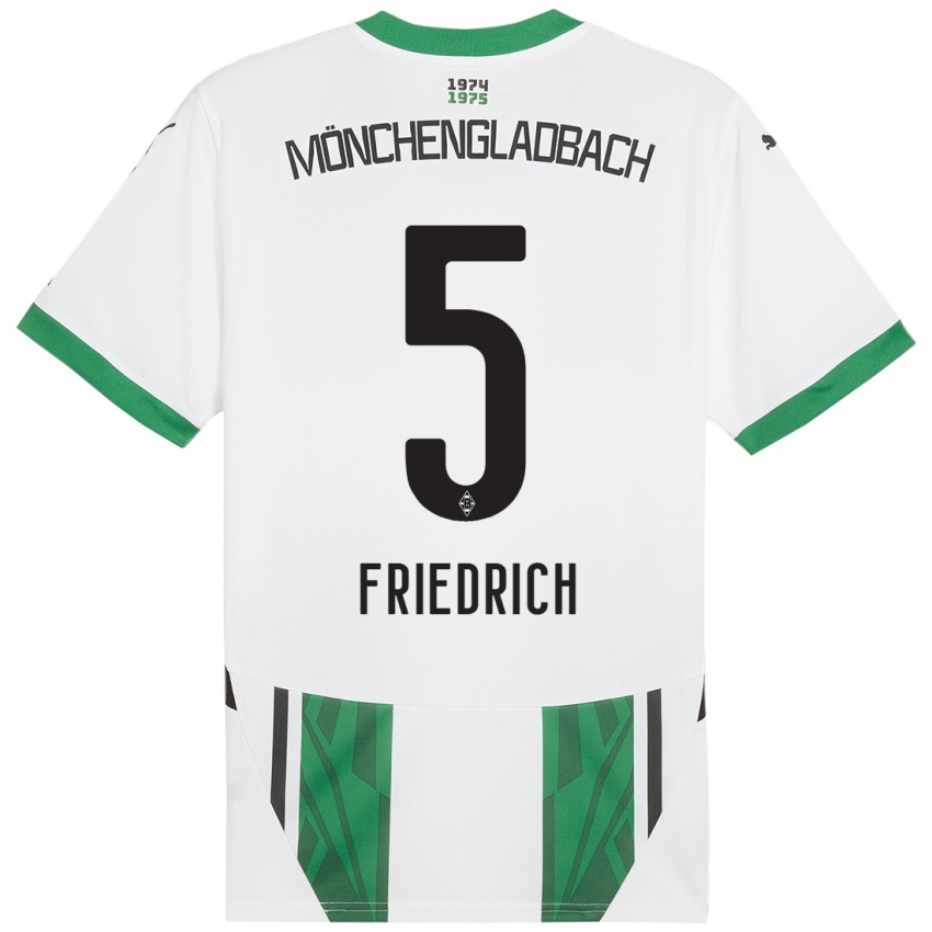 Hombre Camiseta Marvin Friedrich #5 Blanco Verde 1ª Equipación 2024/25 La Camisa Perú