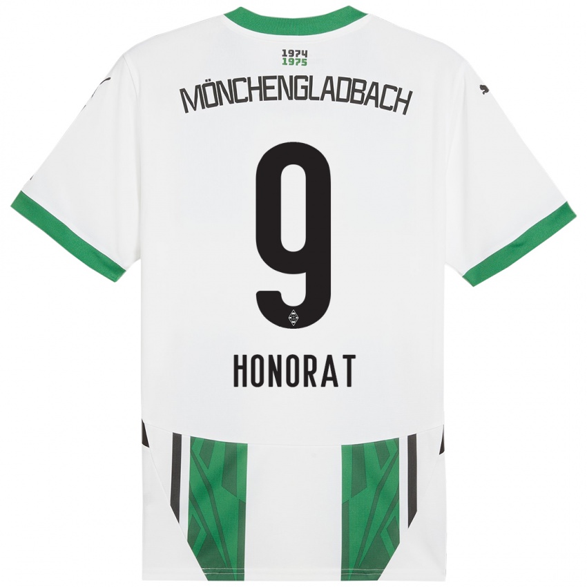 Hombre Camiseta Franck Honorat #9 Blanco Verde 1ª Equipación 2024/25 La Camisa Perú