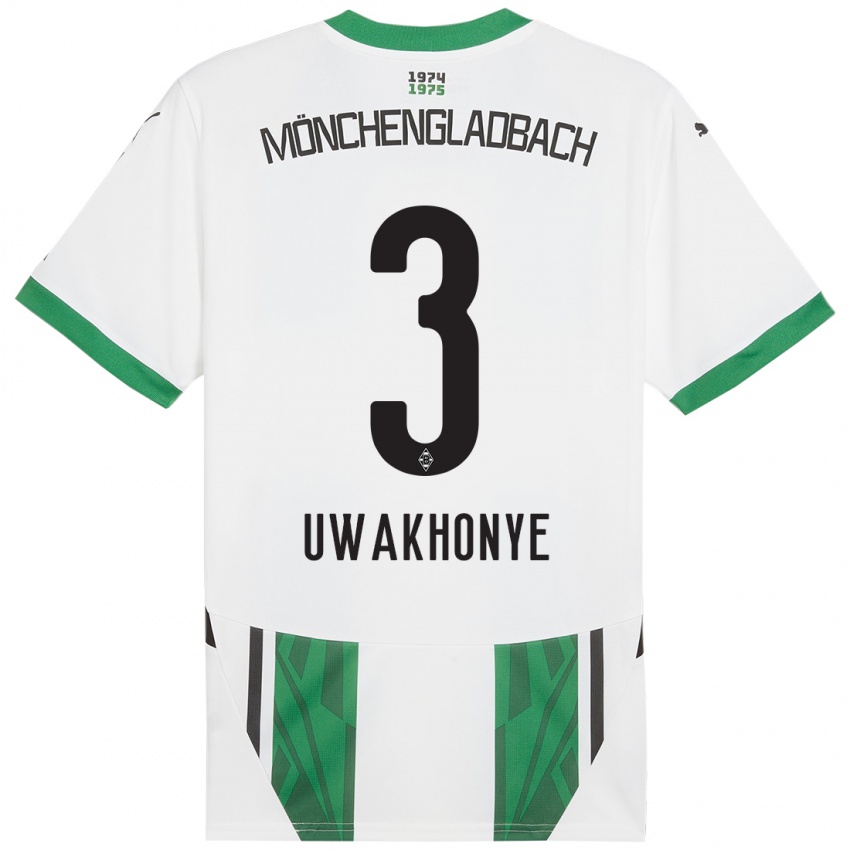 Hombre Camiseta Joshua Uwakhonye #3 Blanco Verde 1ª Equipación 2024/25 La Camisa Perú