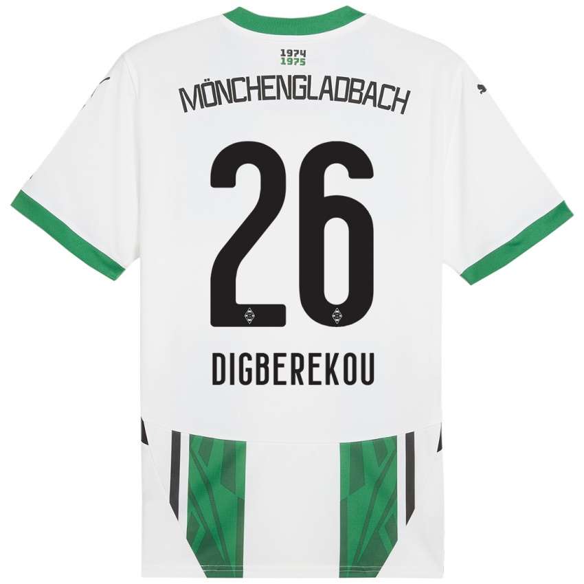 Hombre Camiseta Ibrahim Digberekou #26 Blanco Verde 1ª Equipación 2024/25 La Camisa Perú