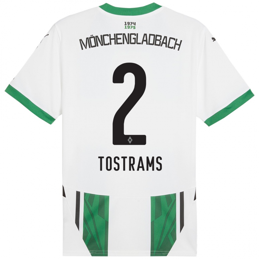 Hombre Camiseta Eva Tostrams #2 Blanco Verde 1ª Equipación 2024/25 La Camisa Perú