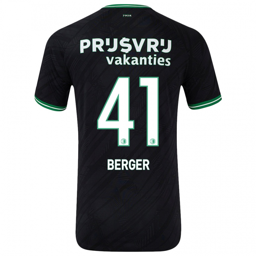 Hombre Camiseta Mannou Berger #41 Negro Verde 2ª Equipación 2024/25 La Camisa Perú