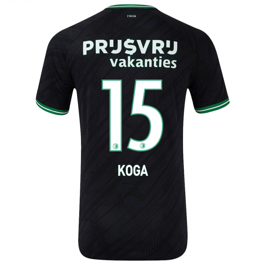 Hombre Camiseta Tōko Koga #15 Negro Verde 2ª Equipación 2024/25 La Camisa Perú