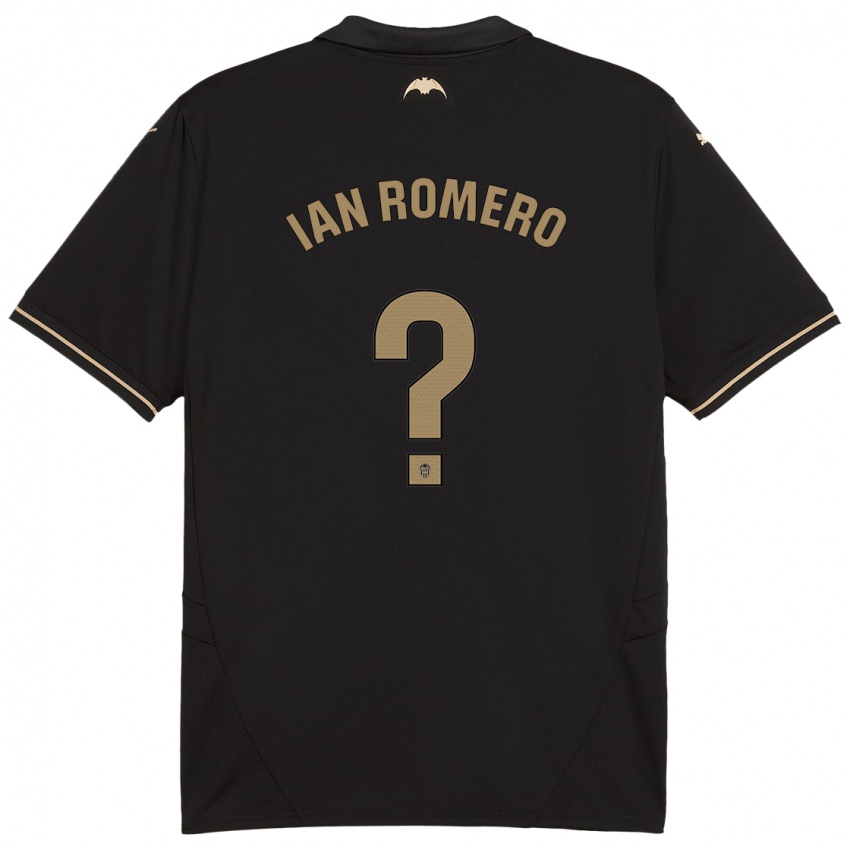 Hombre Camiseta Ian Romero #0 Negro 2ª Equipación 2024/25 La Camisa Perú