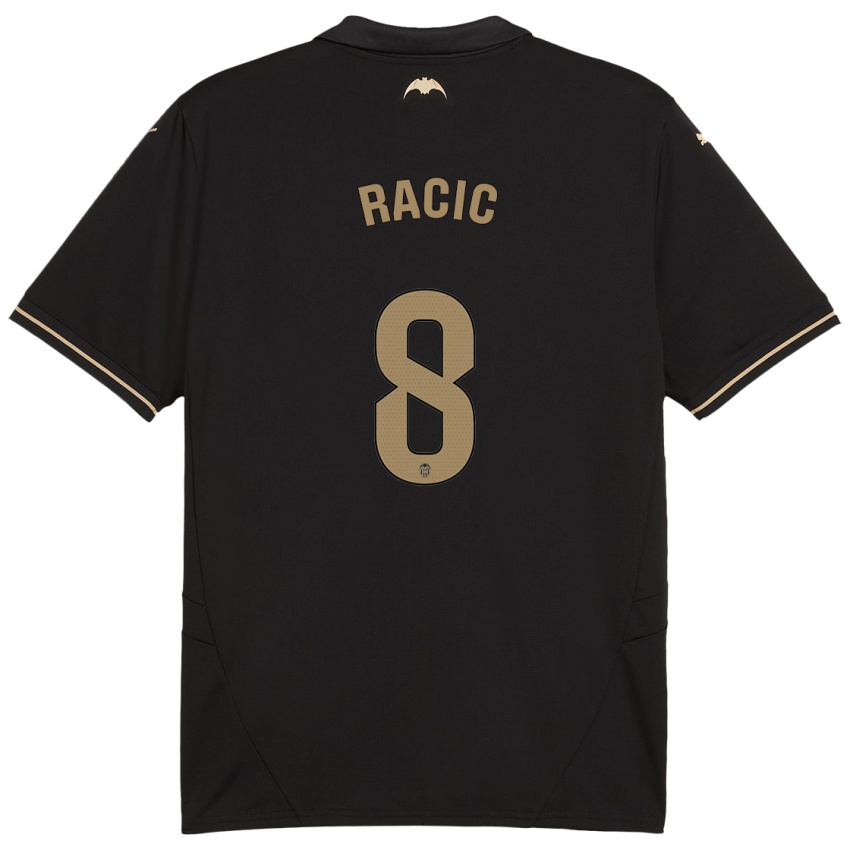 Hombre Camiseta Uros Racic #8 Negro 2ª Equipación 2024/25 La Camisa Perú