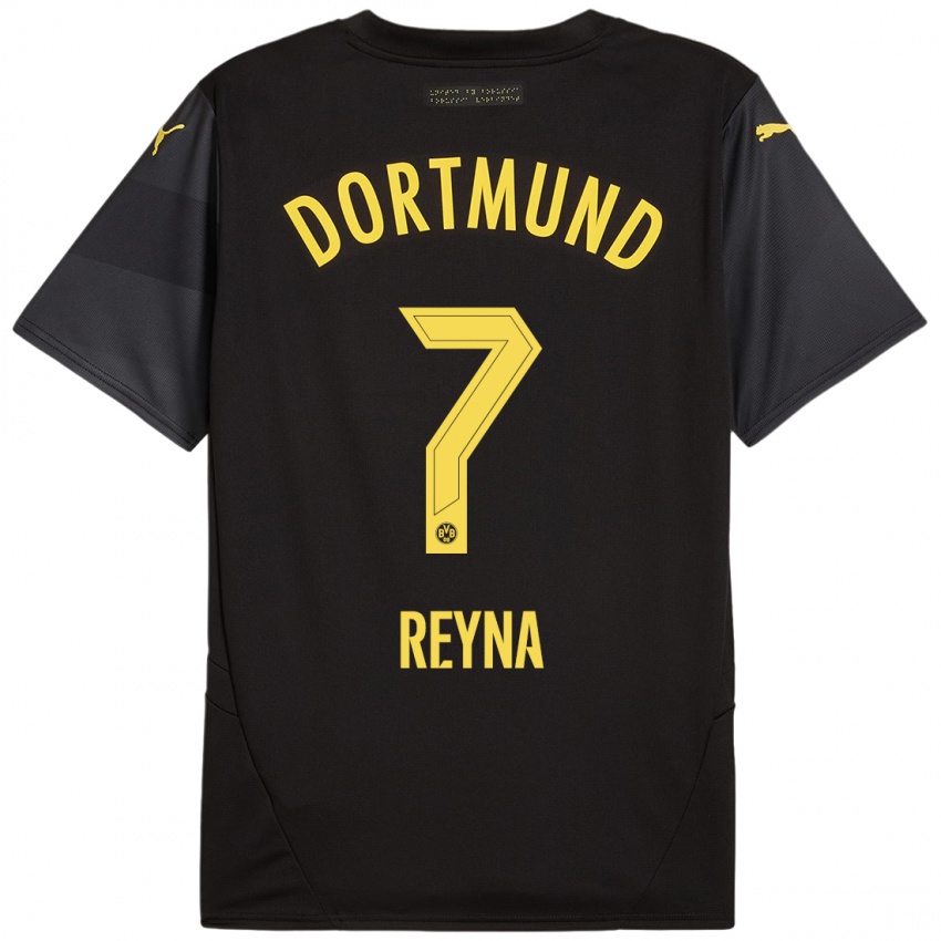 Hombre Camiseta Giovanni Reyna #7 Negro Amarillo 2ª Equipación 2024/25 La Camisa Perú