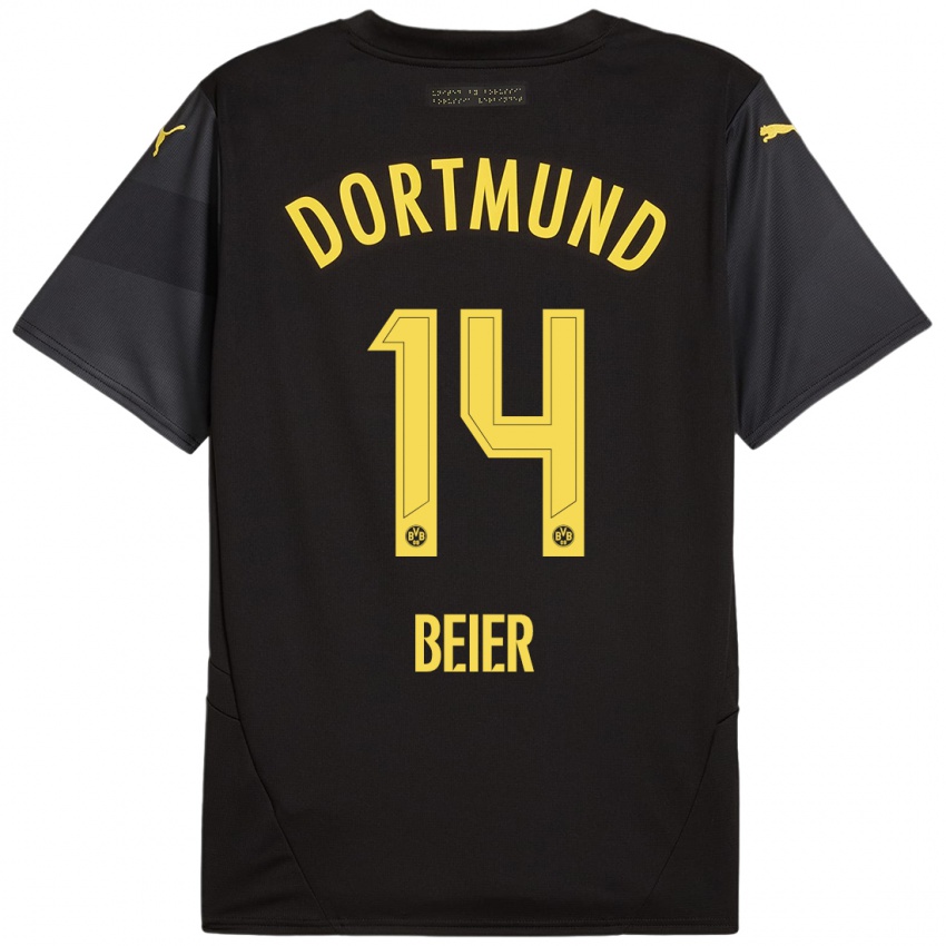 Hombre Camiseta Maximilian Beier #14 Negro Amarillo 2ª Equipación 2024/25 La Camisa Perú