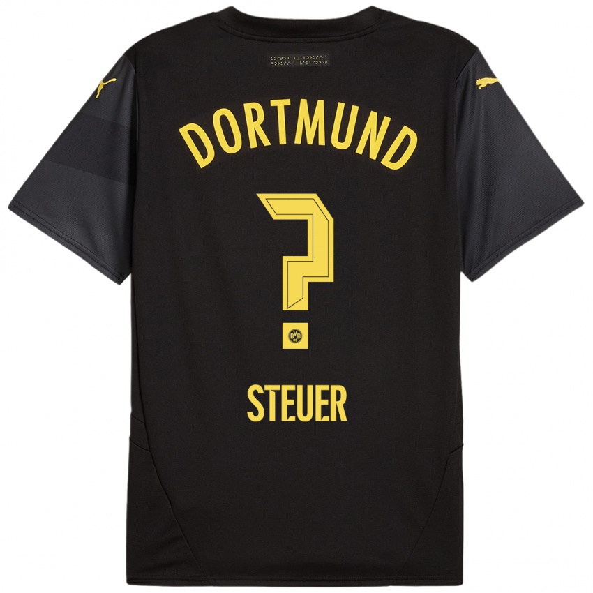 Hombre Camiseta Etienne Steuer #0 Negro Amarillo 2ª Equipación 2024/25 La Camisa Perú