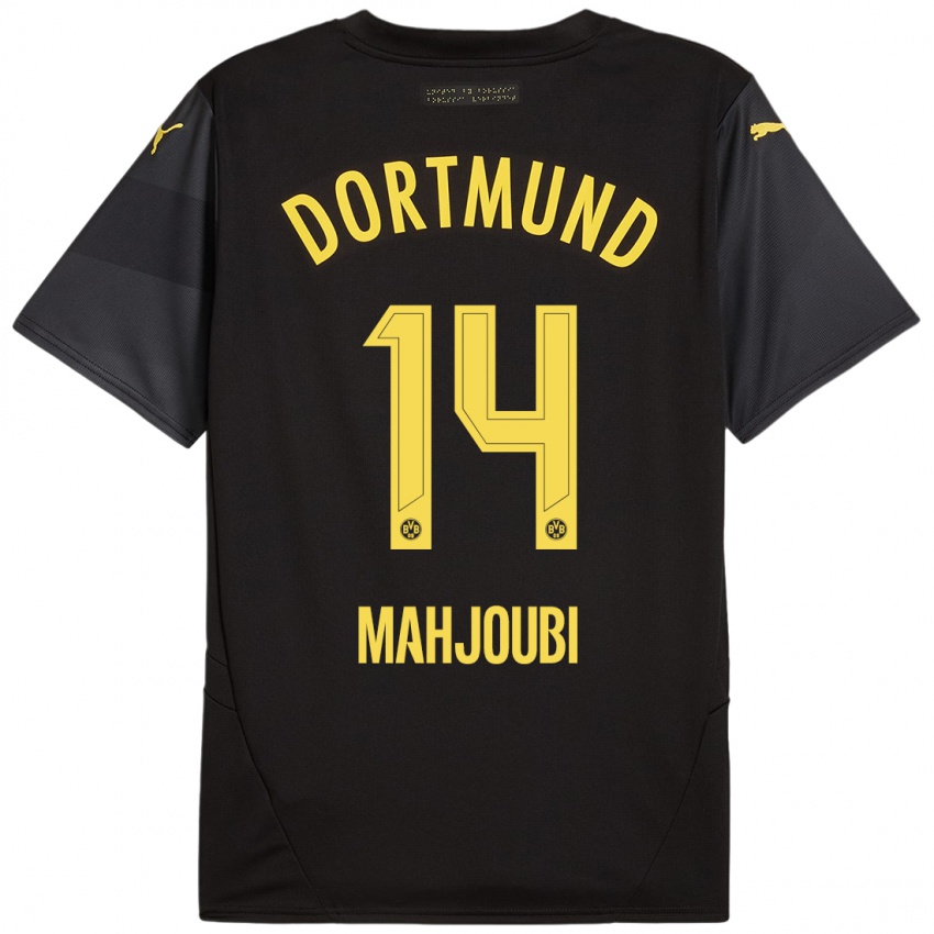 Hombre Camiseta Anas Mahjoubi #14 Negro Amarillo 2ª Equipación 2024/25 La Camisa Perú