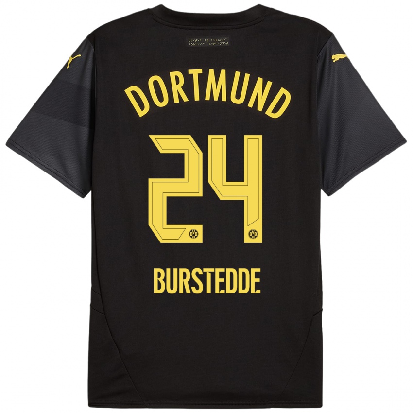 Hombre Camiseta Joshua Burstedde #24 Negro Amarillo 2ª Equipación 2024/25 La Camisa Perú